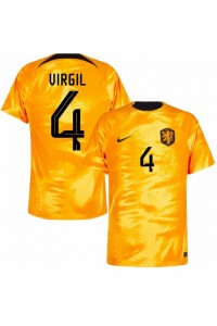 Nederland Virgil van Dijk #4 Voetbaltruitje Thuis tenue WK 2022 Korte Mouw